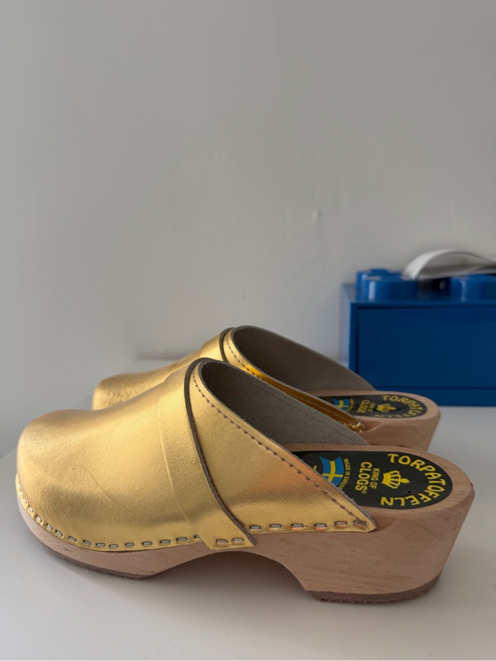 Gold Leather Clogs — Women’s Slip-On Mules